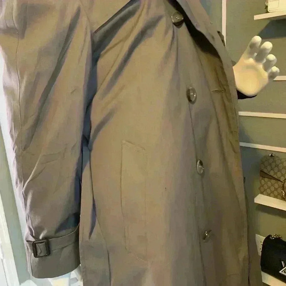 Botany 500 Vintage Trench Coat Men 38 Zip Out Lining Leather Hardware - Picture 9 of 16